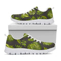 Dark Tropical Leaf Pattern Print White Running Shoes