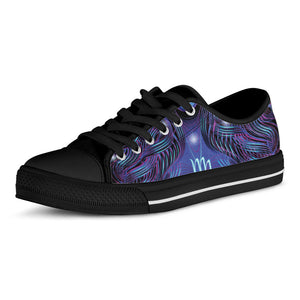 Dark Virgo Zodiac Sign Print Black Low Top Sneakers