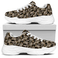 Dark Western Floral Pattern Print White Chunky Shoes