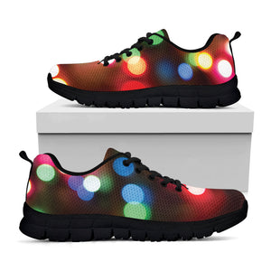 Defocused Christmas Lights Print Black Running Shoes
