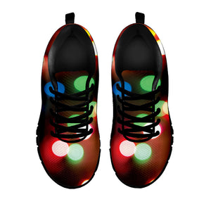 Defocused Christmas Lights Print Black Running Shoes