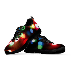 Defocused Christmas Lights Print Black Running Shoes