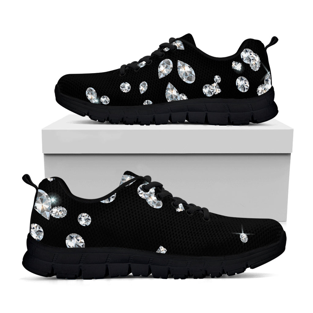 Diamond Gems Print Black Running Shoes