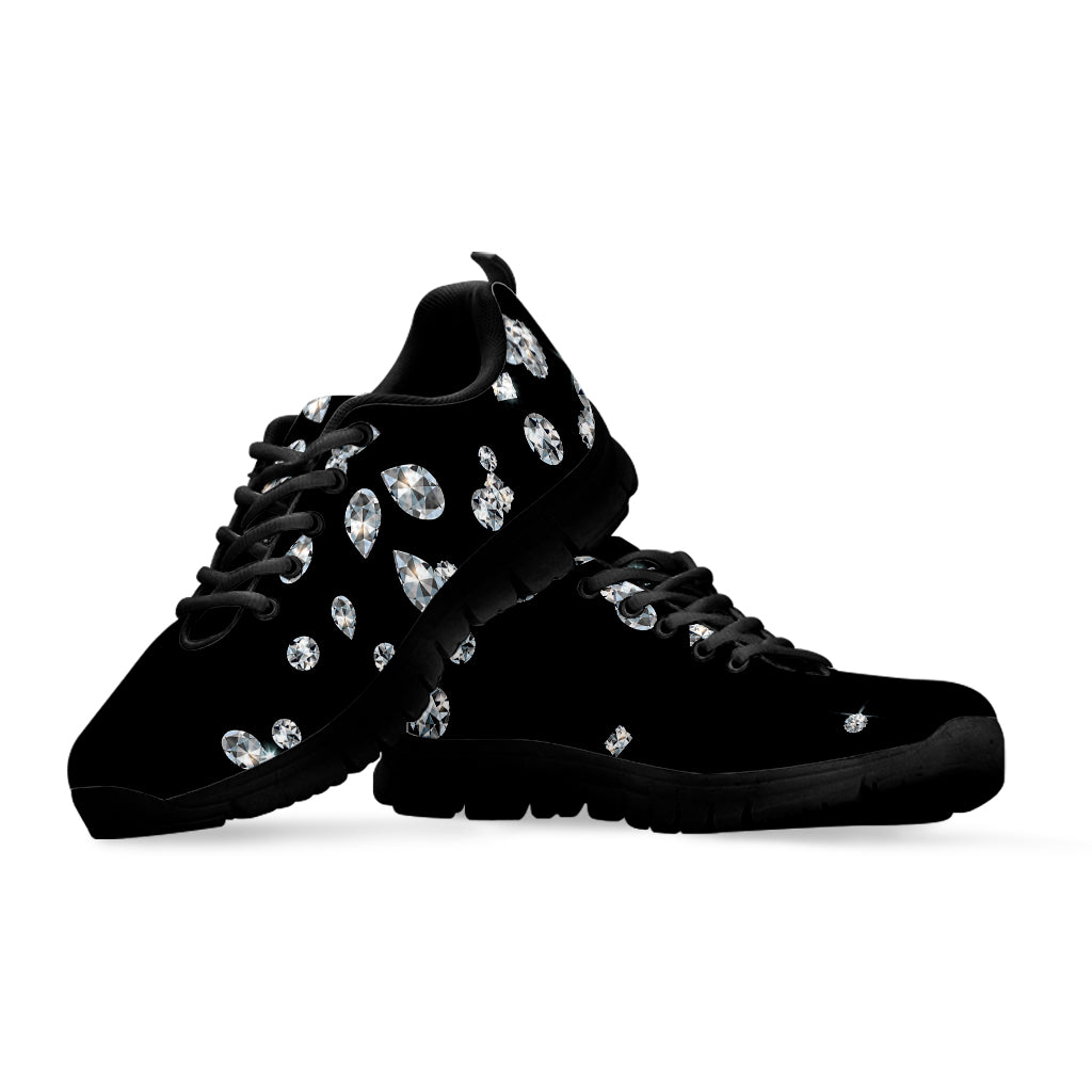 Diamond Gems Print Black Running Shoes