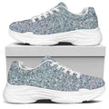 Diamond (NOT Real) Glitter Print White Chunky Shoes