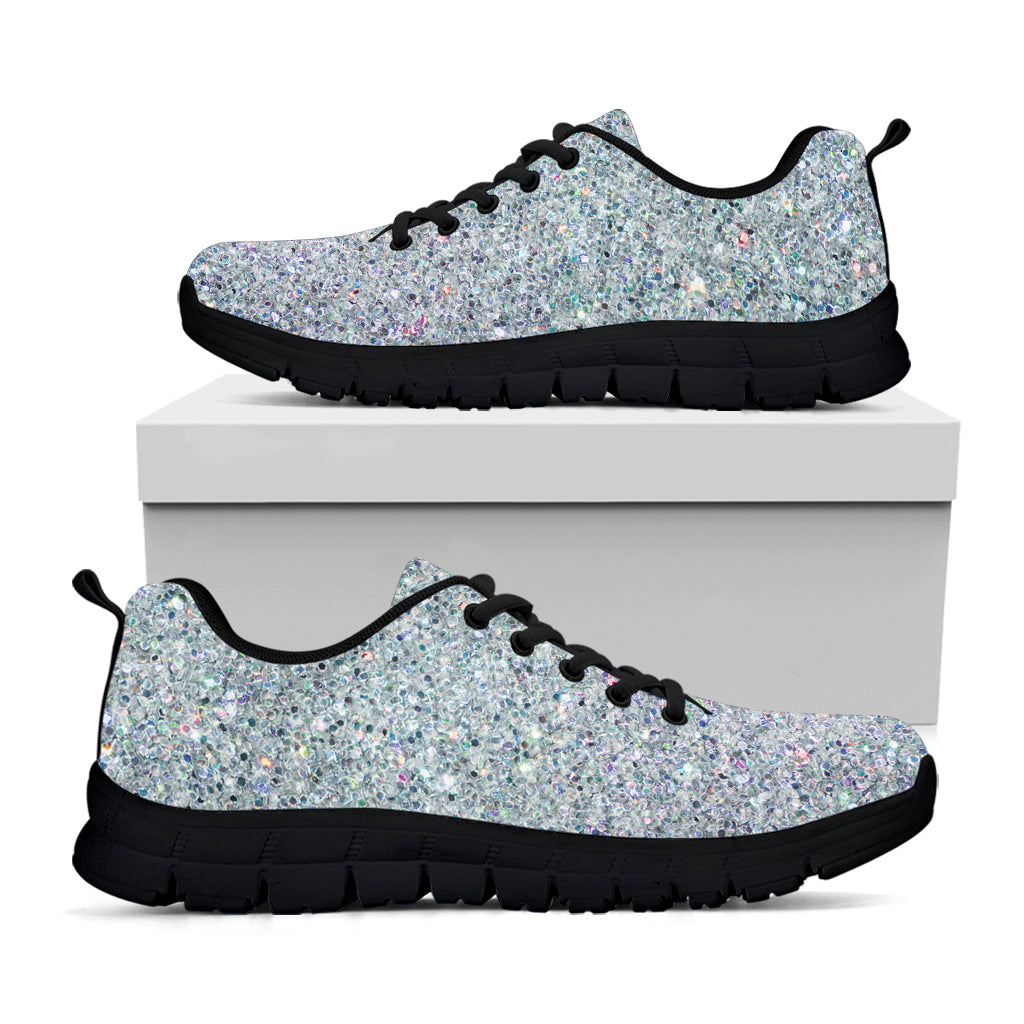 Diamond (NOT Real) Glitter Print Black Running Shoes