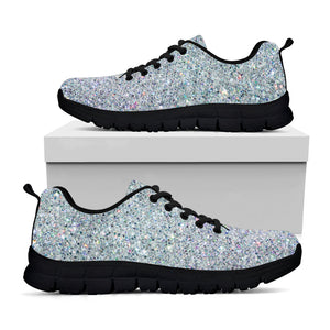 Diamond (NOT Real) Glitter Print Black Running Shoes