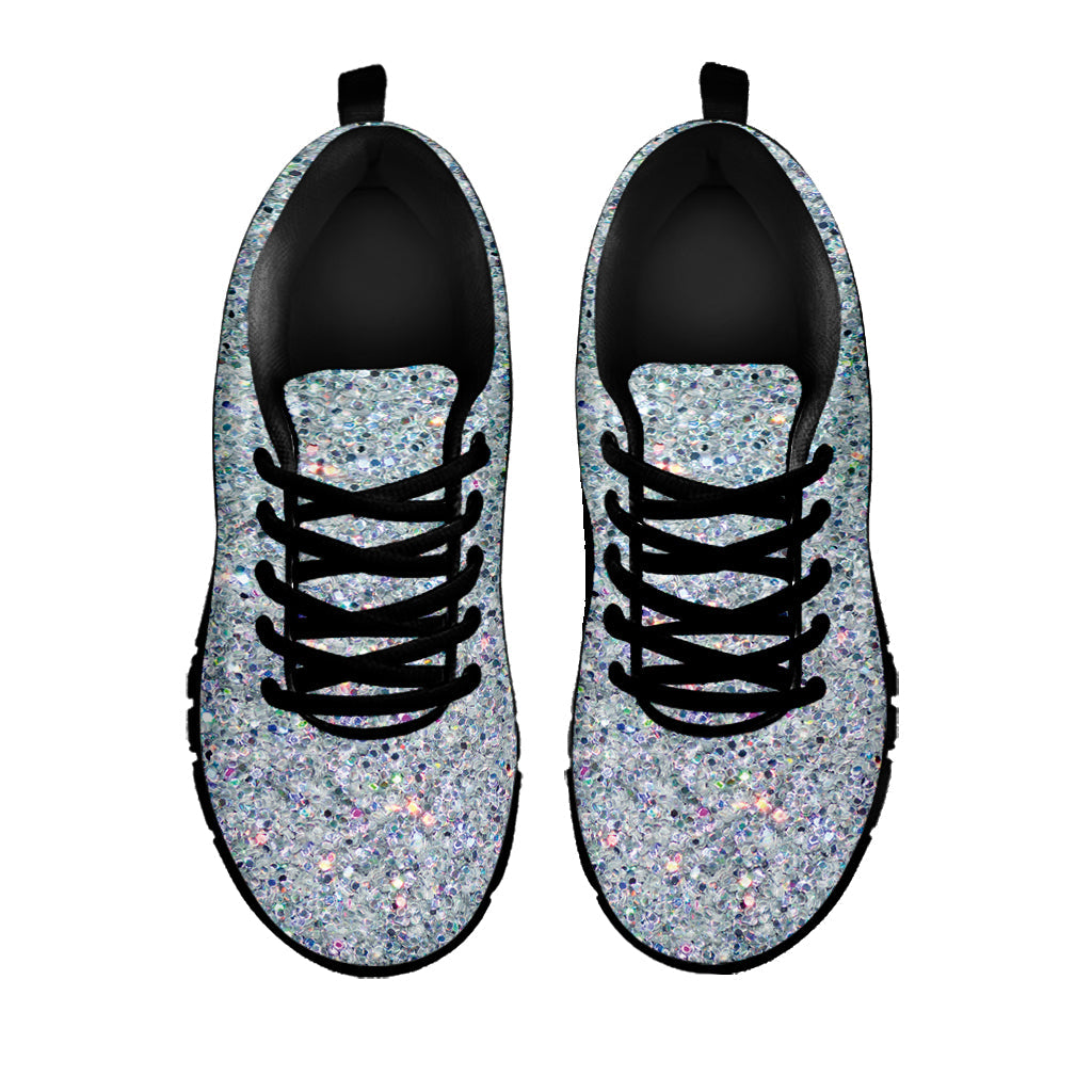 Diamond (NOT Real) Glitter Print Black Running Shoes