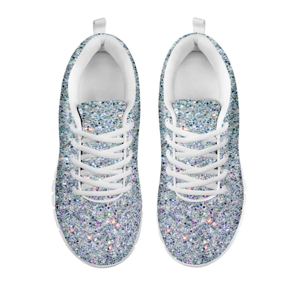Diamond (NOT Real) Glitter Print White Running Shoes