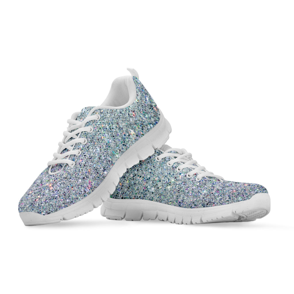 Diamond (NOT Real) Glitter Print White Running Shoes