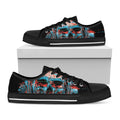 Digital Glitch Astronaut Skull Print Black Low Top Sneakers