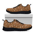 Dino Skeleton Fossil Pattern Print Black Running Shoes