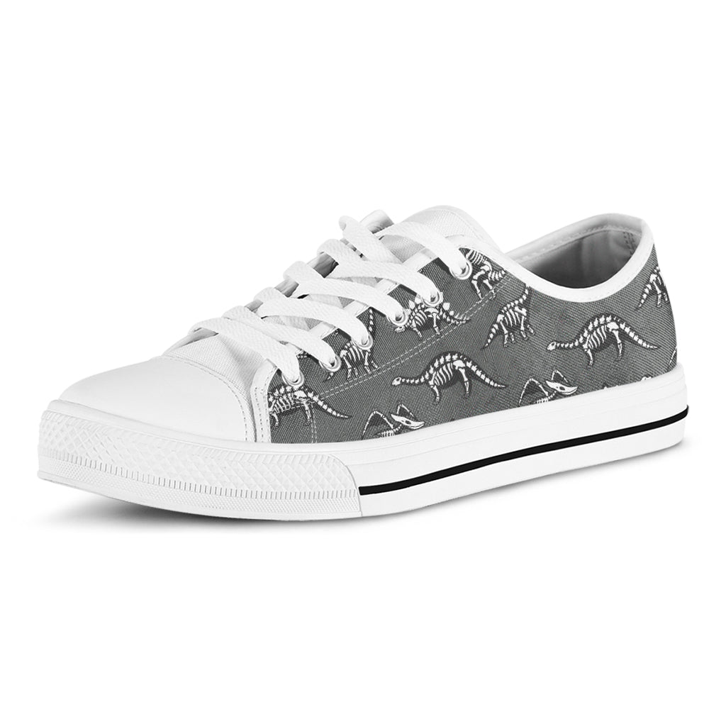 Dinosaur Fossil Pattern Print White Low Top Sneakers