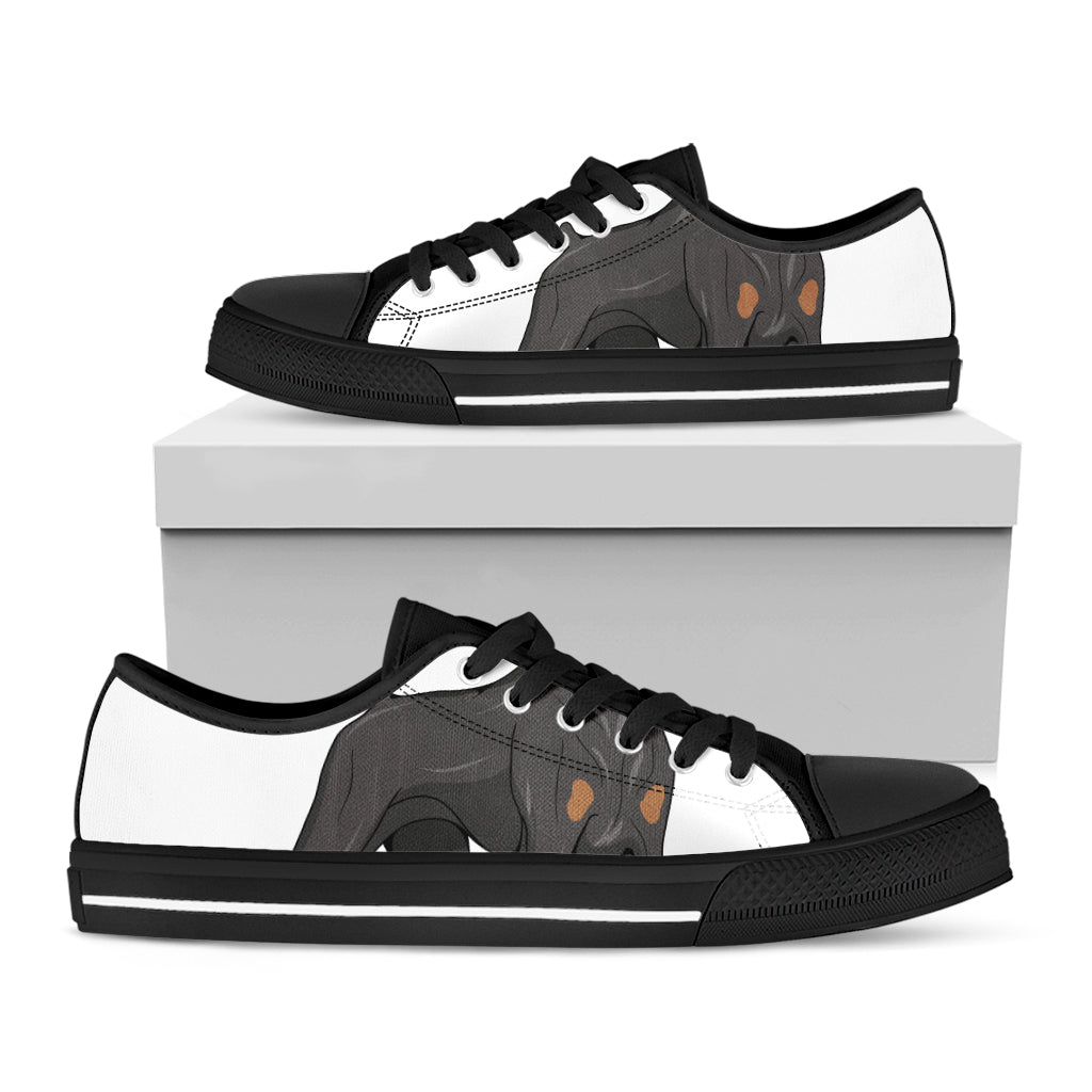 Doberman Pinscher Print Black Low Top Sneakers