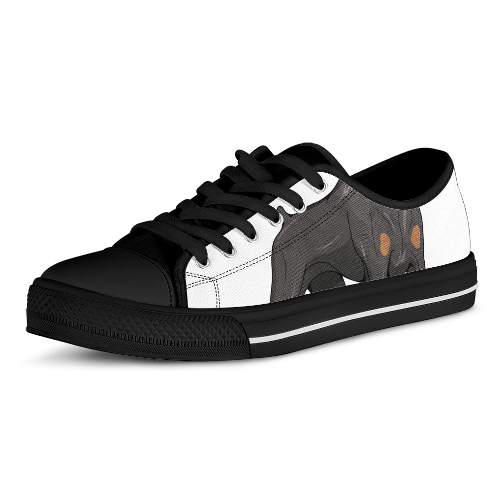 Doberman Pinscher Print Black Low Top Sneakers