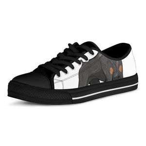 Doberman Pinscher Print Black Low Top Sneakers