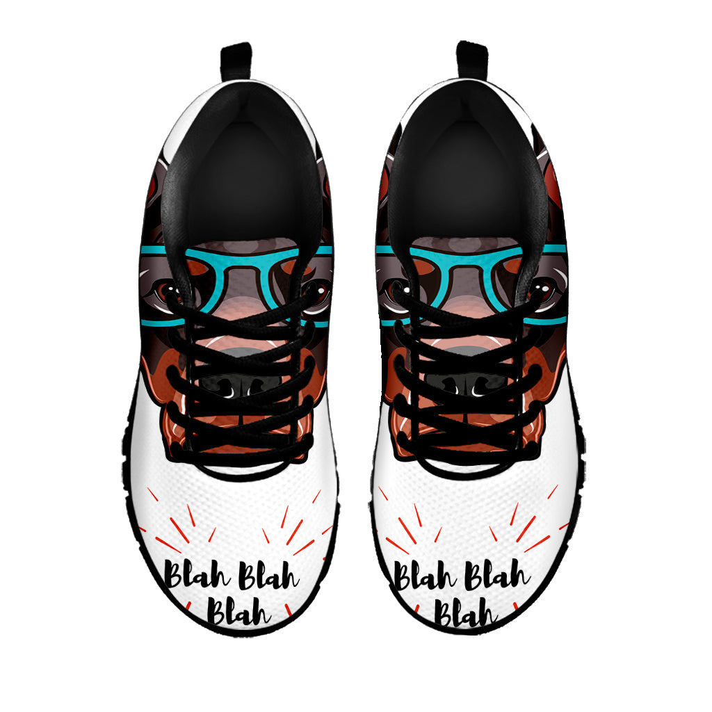 Dobermann With Glasses Print Black Running Shoes