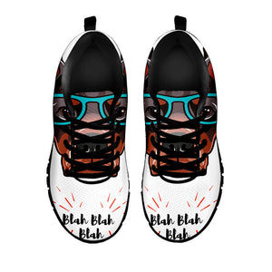 Dobermann With Glasses Print Black Running Shoes