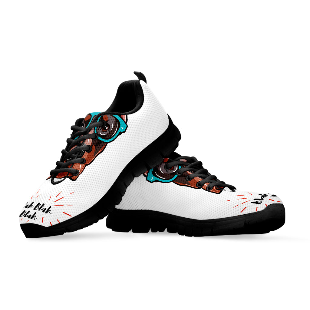 Dobermann With Glasses Print Black Running Shoes