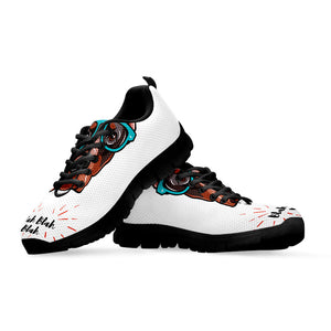 Dobermann With Glasses Print Black Running Shoes