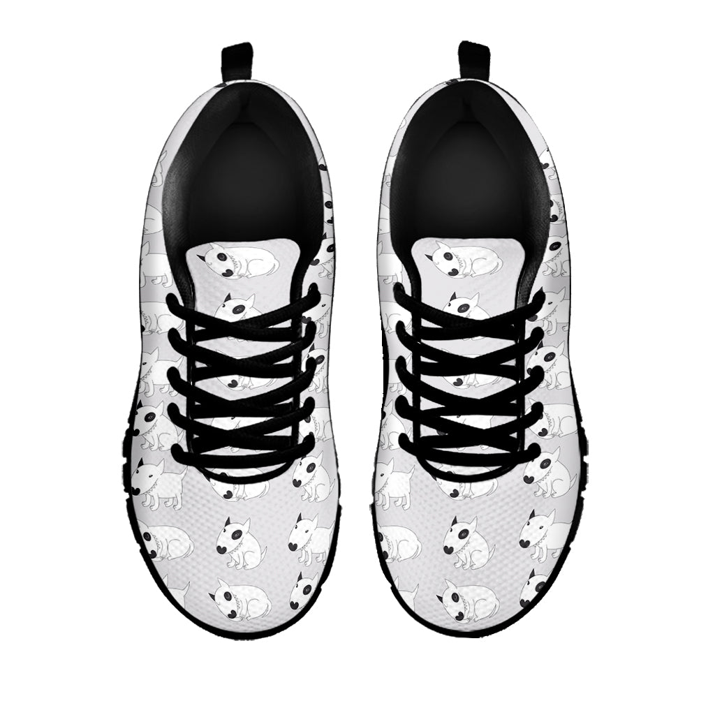 Doodle Bull Terrier Pattern Print Black Running Shoes