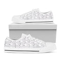 Doodle Bull Terrier Pattern Print White Low Top Sneakers