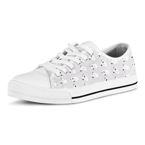Doodle Bull Terrier Pattern Print White Low Top Sneakers