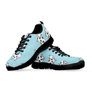 Doodle Cow Pattern Print Black Running Shoes