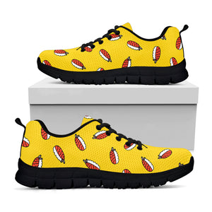 Doodle Japanese Sushi Pattern Print Black Running Shoes
