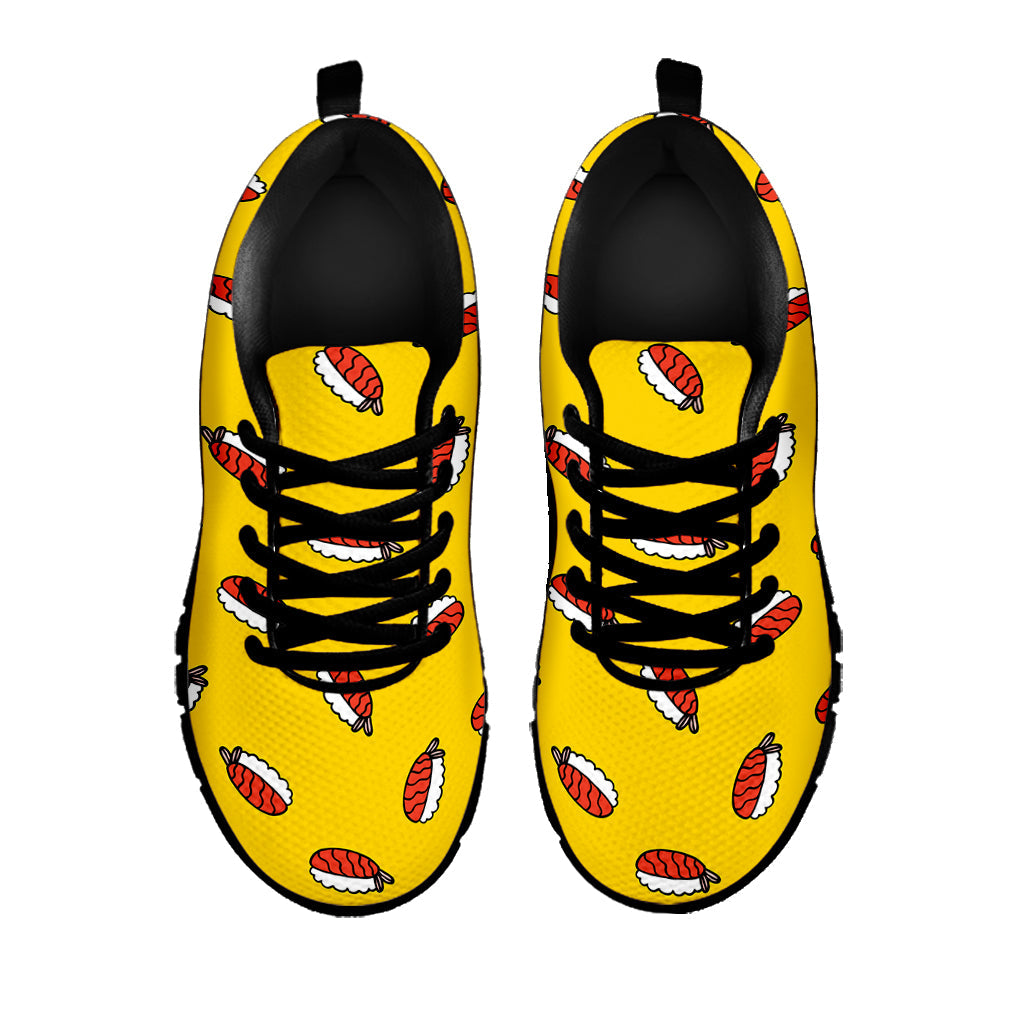 Doodle Japanese Sushi Pattern Print Black Running Shoes