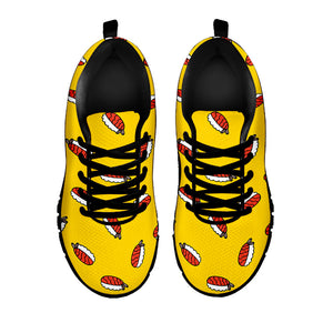 Doodle Japanese Sushi Pattern Print Black Running Shoes