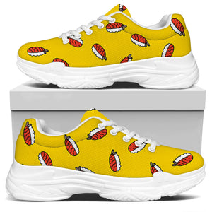 Doodle Japanese Sushi Pattern Print White Chunky Shoes