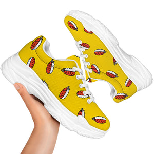 Doodle Japanese Sushi Pattern Print White Chunky Shoes