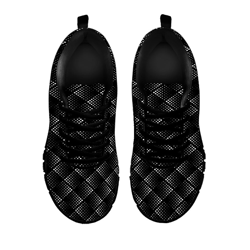 Dot Geometric Square Pattern Print Black Running Shoes