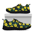 Drawing Daffodil Flower Pattern Print Black Running Shoes
