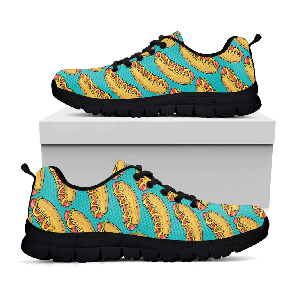 Drawing Hot Dog Pattern Print Black Running Shoes