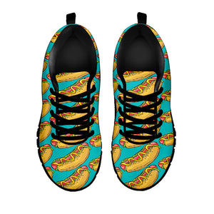 Drawing Hot Dog Pattern Print Black Running Shoes