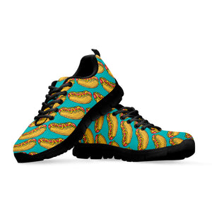 Drawing Hot Dog Pattern Print Black Running Shoes