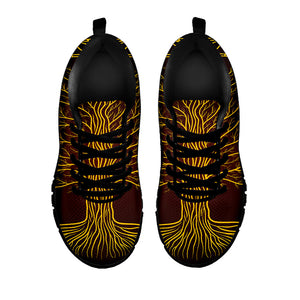 Druidic Yggdrasil Tree Print Black Running Shoes