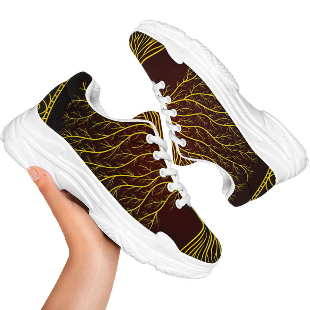 Druidic Yggdrasil Tree Print White Chunky Shoes