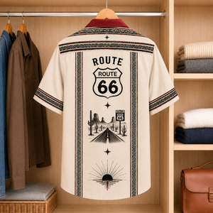 Route 66 Luxury Design Hawaiian Shirt Mexican Inspired Hawaiian Shirt White Version