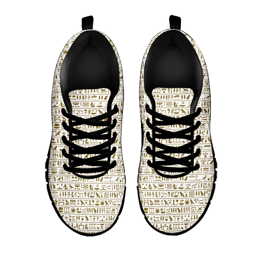 Egypt Hieroglyphs Pattern Print Black Running Shoes