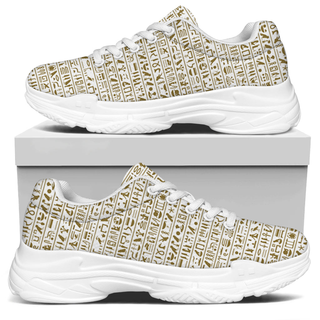 Egypt Hieroglyphs Pattern Print White Chunky Shoes