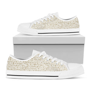 Egypt Hieroglyphs Pattern Print White Low Top Sneakers