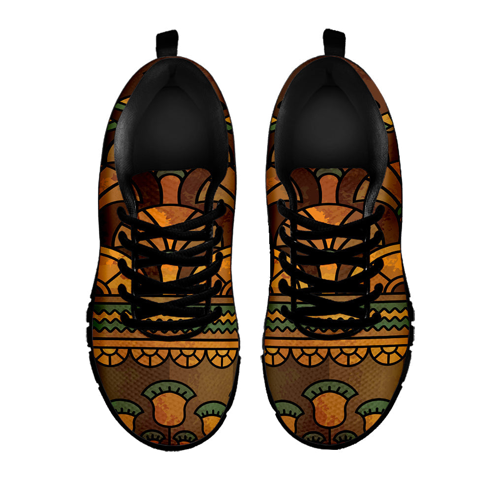 Egyptian Ethnic Pattern Print Black Running Shoes