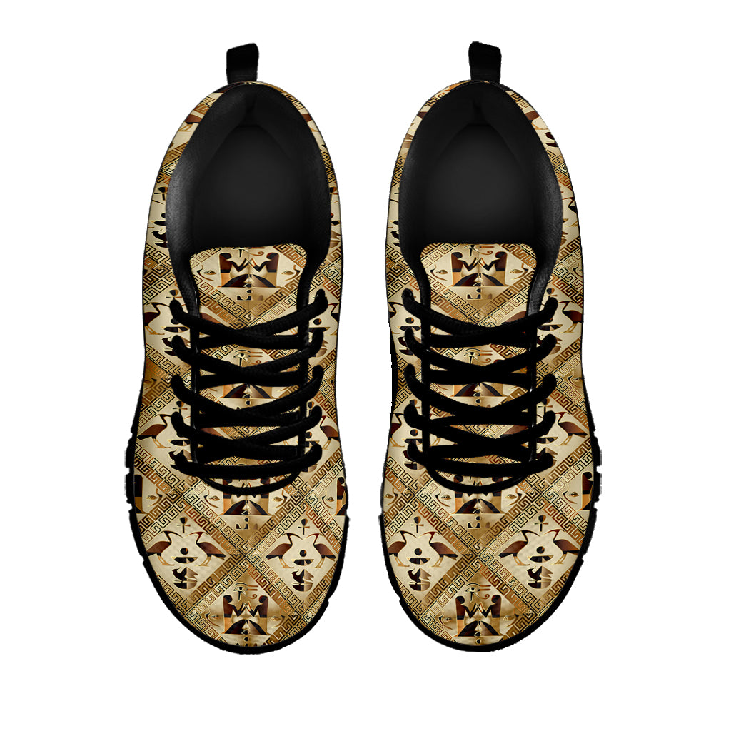 Egyptian Hieroglyphs Pattern Print Black Running Shoes