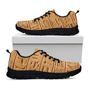 Egyptian Hieroglyphs Print Black Running Shoes