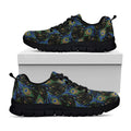 Embroidery Peacock Feather Print Black Running Shoes