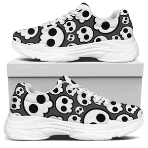 Emo Skull Pattern Print White Chunky Shoes