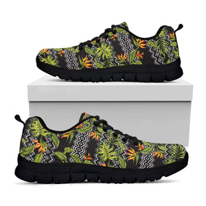 Ethnic Bird Of Paradise Pattern Print Black Running Shoes